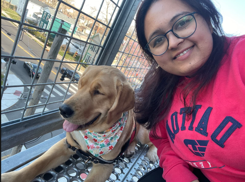 Shruti Singh with a 4Paws service-dog trainee